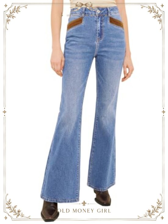Denim - Necooer Women's High Waisted Flare Bell Bottom Denim Jeans Stretch Cotton Blend